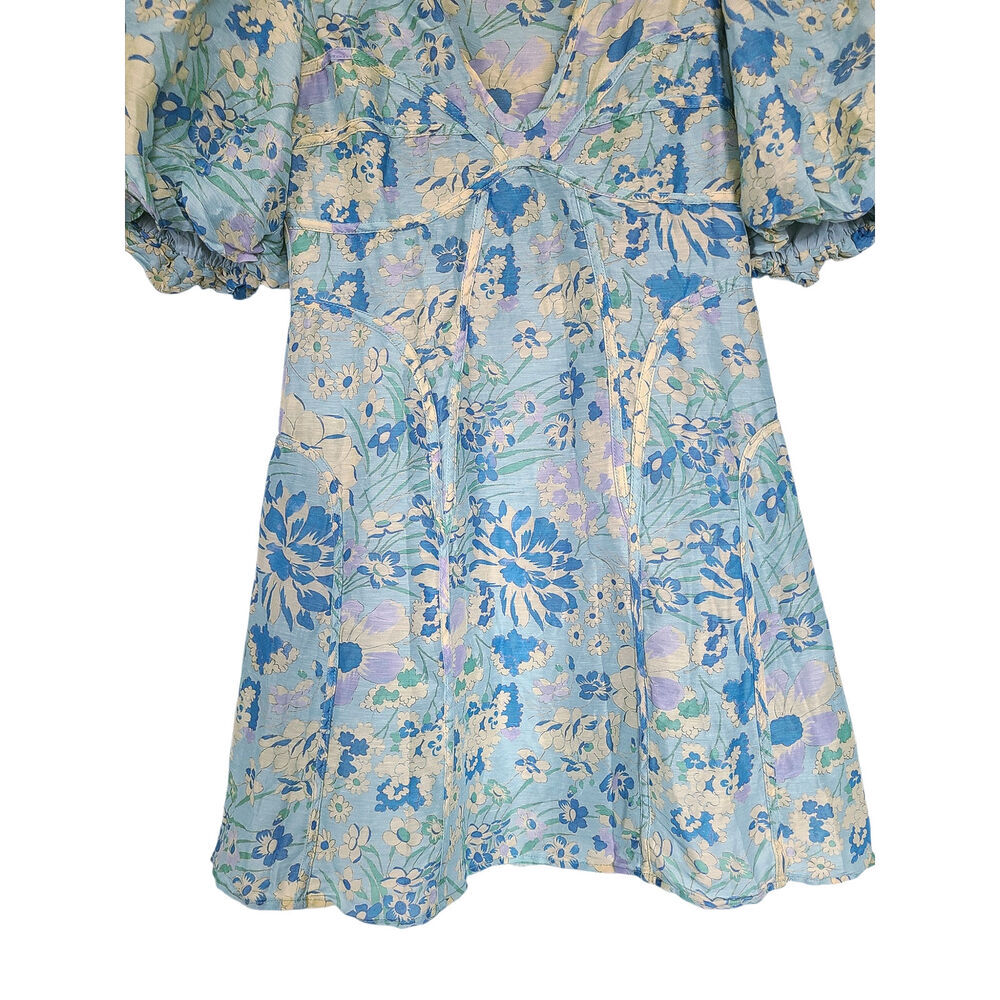 Anthropologie Lovaan Adeline Floral Linen Silk Blend Mini Dress Size US 6 - Picture 7 of 9